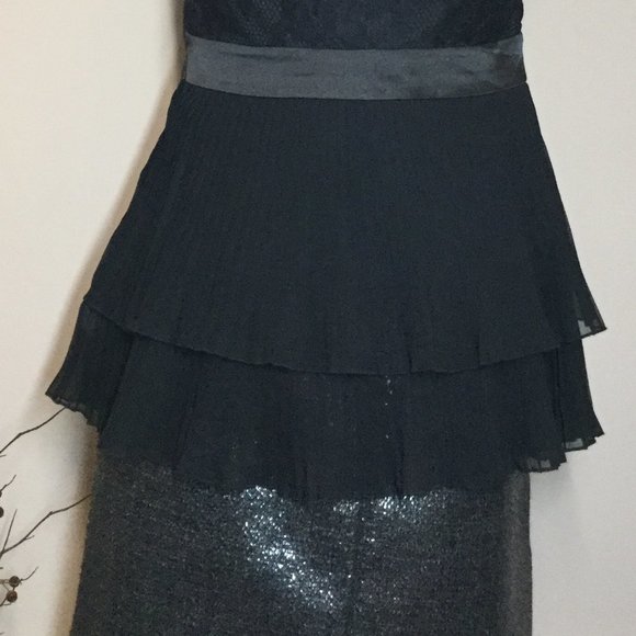 SUZY Shier Black Strapless ruffle Lace and chiffon top Size XS - Picture 5 of 8